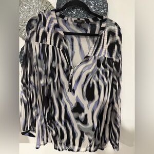 Alfani Women's Zebra Print Blouse in Black and Gray